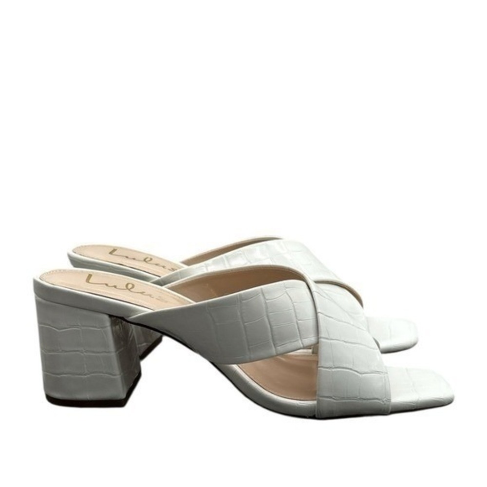 New in box, Lulus Ybarra Off White Crocodile-Embossed High Heel Sandals - Picture 5 of 7